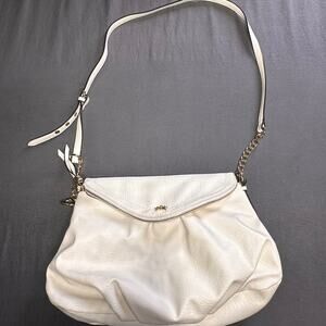 Juicy Couture White Shoulder Bag Pink Lining Chain Accent Purse